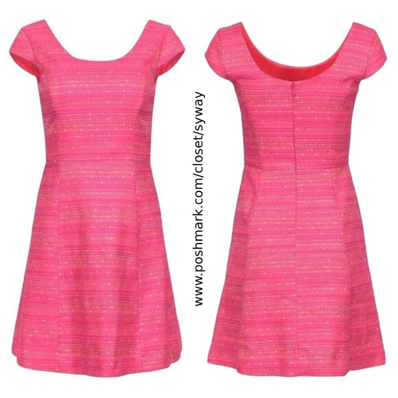 Lilly Pulitzer Rylan A-Line Dress in Neon Pink Metallic Boucle - Picture 2 of 11